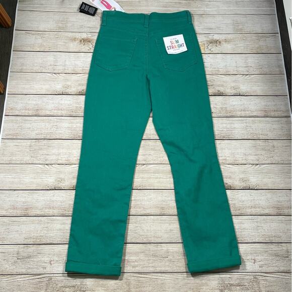 NEW Celebrity Pink Green Slim Straight Ripped Knee Denim Jeans Juniors Size 5/27 - Picture 3 of 11